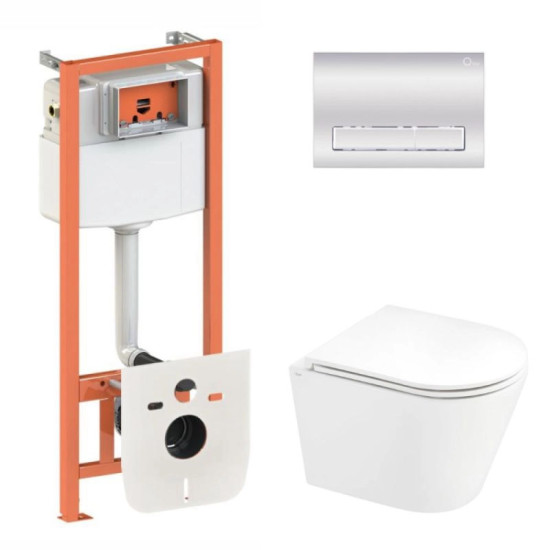 Інсталяція з унітазом Qtap Scorpio Ultra Quiet 520x365x365 + Nest 4 в 1 (лінійна клавіша Chrome)
