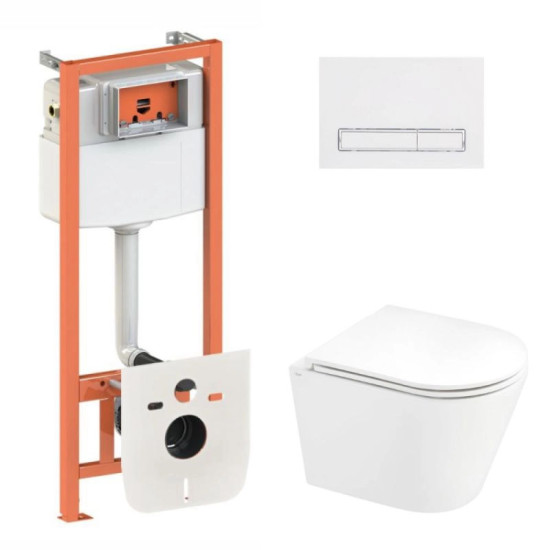 Інсталяція з унітазом Qtap Scorpio Ultra Quiet 520x365x365 + Nest 4 в 1 (лінійна клавіша White)