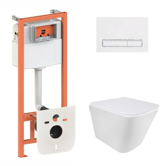 Инсталляция с унитазом Qtap Tern Ultra Quiet 490x365x325 + Nest 4 в 1 (линейная клавиша White)