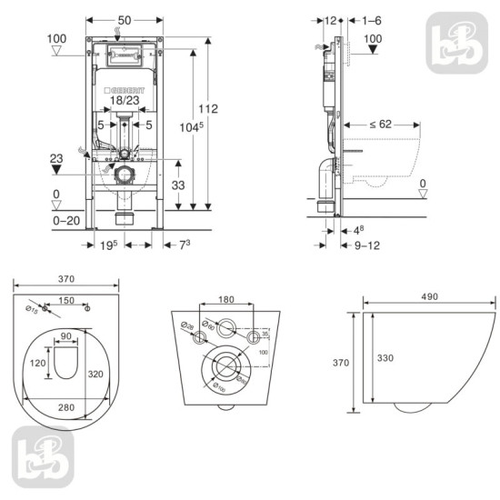Інсталяція з унітазом Geberit Duofix 458.103.00.2 + Volle Amadeus 2.0 vortice 1313.001000