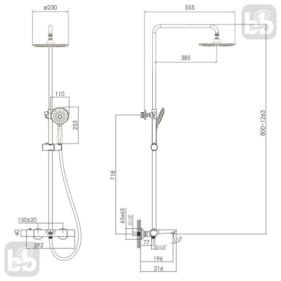 Душова система Imprese Bilovec t048B00910SR чорний матовий