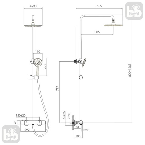 Душова система Imprese Bilovec t048S00910SR чорний матовий