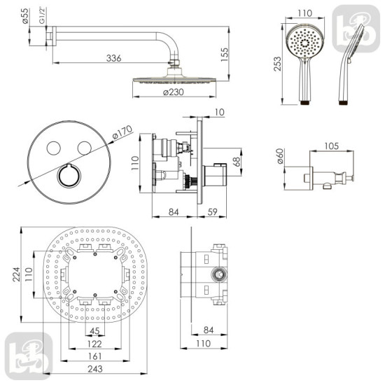 Душевая система скрытого монтажа Imprese Kucera Click t04803401SAC хром