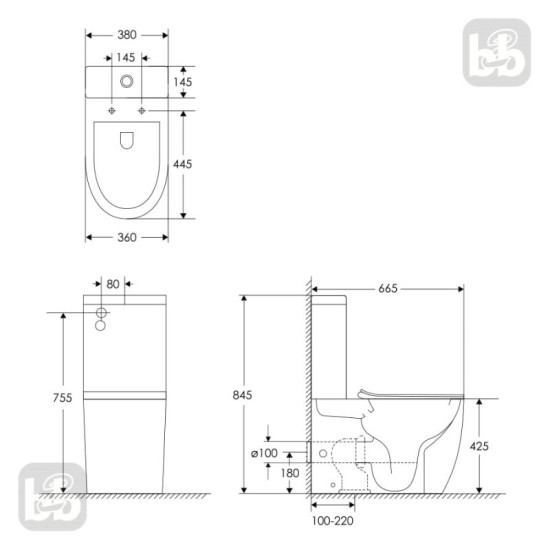 Унитаз-компакт Imprese Lesna Rimless i11507 black