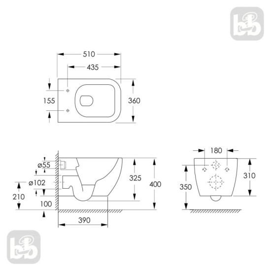 Унітаз підвісний Imprese Valtice Rimless i1105