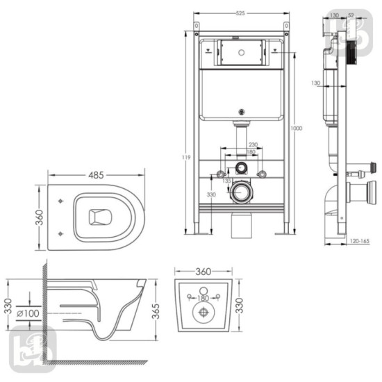 Инсталляция с унитазом Imprese i-FRAME i1210 + Imprese Dobry c06802203