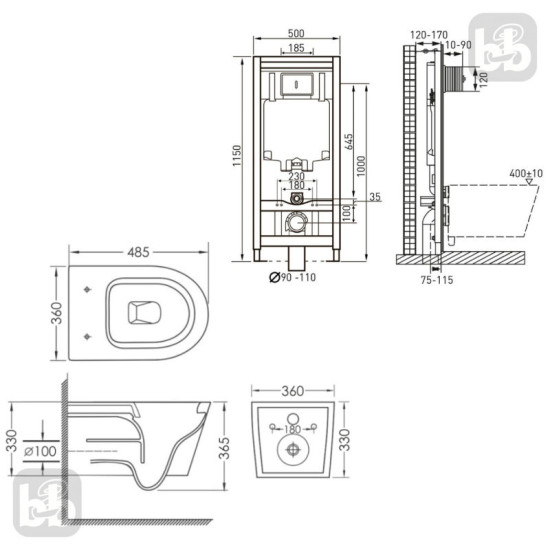 Инсталляция с унитазом Volle Master 141919 + Imprese Dobry c06802203