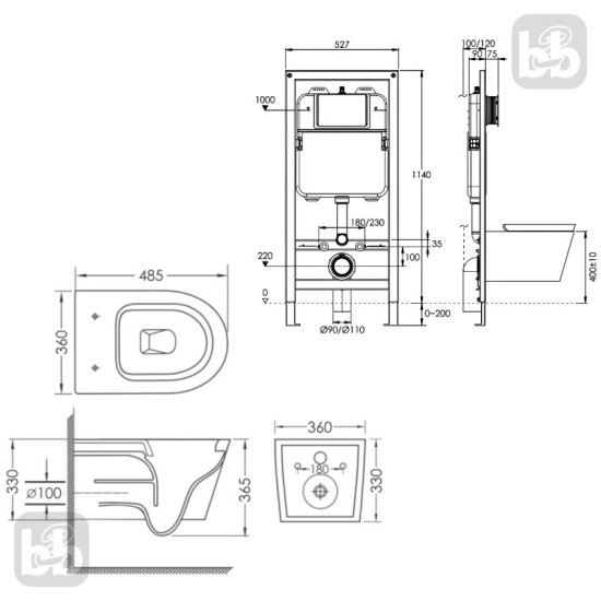 Інсталяція з унітазом Volle Master OLA 2130.000200 + Imprese Dobry c06802203