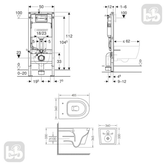 Інсталяція з унітазом Geberit Duofix 458.103.00.2 + Imprese Dobry c06822200