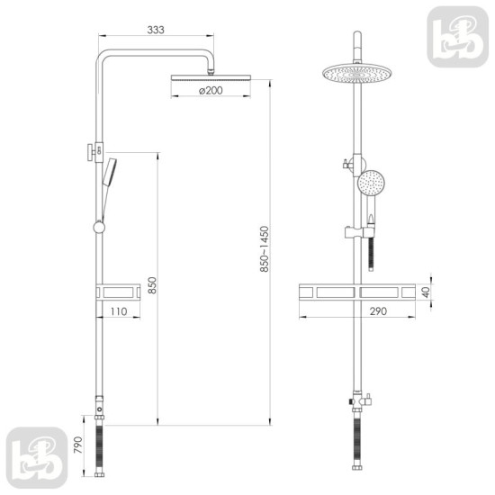 Душова система RJ LUX RJSP120-01CH хром