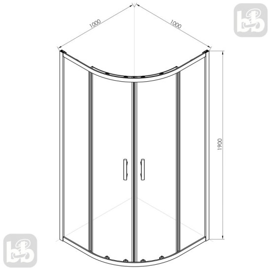 Душевая кабина RJ K9170-FBM-1005 100*100*190 хром, прозрачное стекло 6 мм, PVC подиум