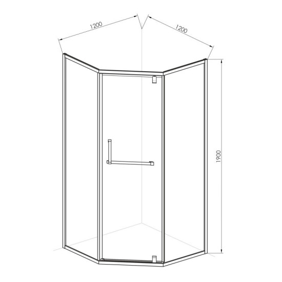 Душевая кабина RJ K1009-1006 120*120*190 хром, прозрачное стекло 8 мм, PVC подиум
