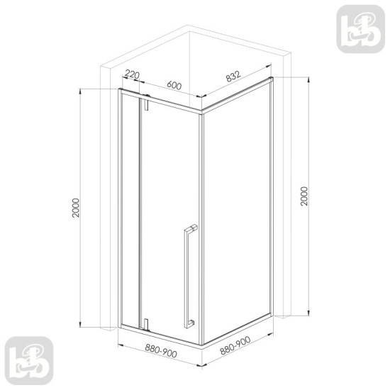 Душова кабіна Volle 1037.125505 MORA 90-C 90*90*200