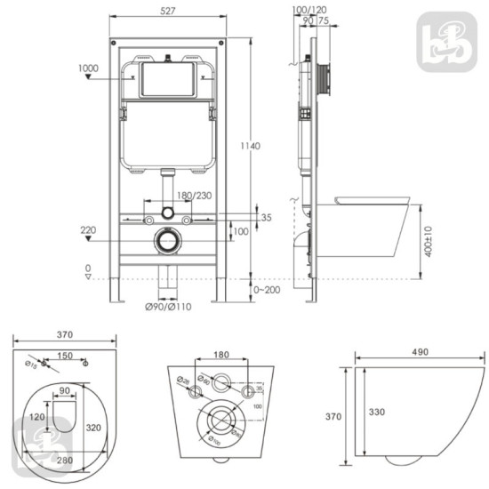 Инсталляция с унитазом Volle Master OLA 2130.000200 + Volle Amadeus 2.0 vortice 1313.001000