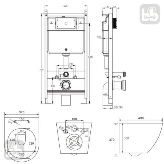 Инсталляция с унитазом Imprese i-FRAME i1210 + Volle Amadeus 2.0 vortice 1313.001000
