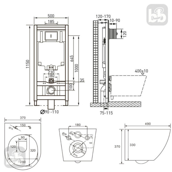 Інсталяція з унітазом Volle Master 141515 + Volle Amadeus 2.0 vortice 1313.001000