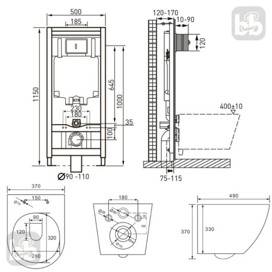 Инсталляция с унитазом Volle Master 141919 + Volle Amadeus 2.0 vortice 1313.001000