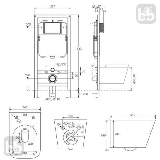 Инсталляция с унитазом Volle Master OLA 2130.000200 + Volle Libra 2.0 vortice 1321.001000
