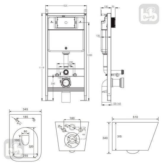 Інсталяція з унітазом Imprese i-FRAME i1210 + Volle Libra 2.0 vortice 1321.001000