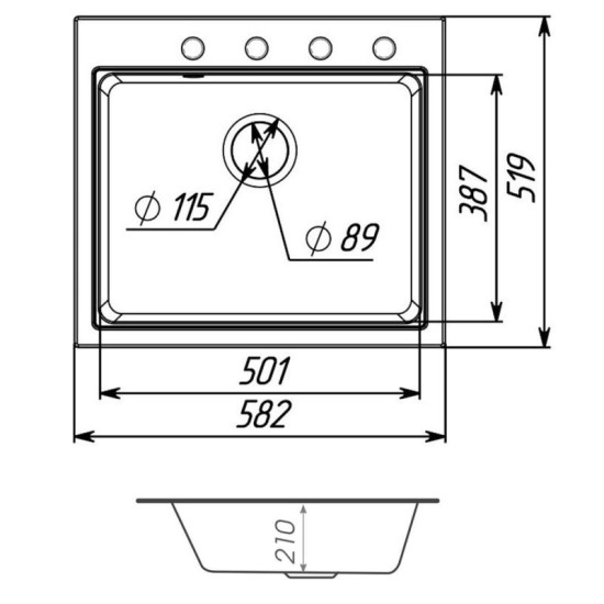 Кухонна мийка Valeso 5852 VESTA матова чорна