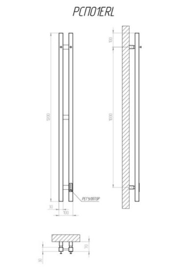 Рушникосушарка Kosser Стійка 1200х100 ЕRL чорний