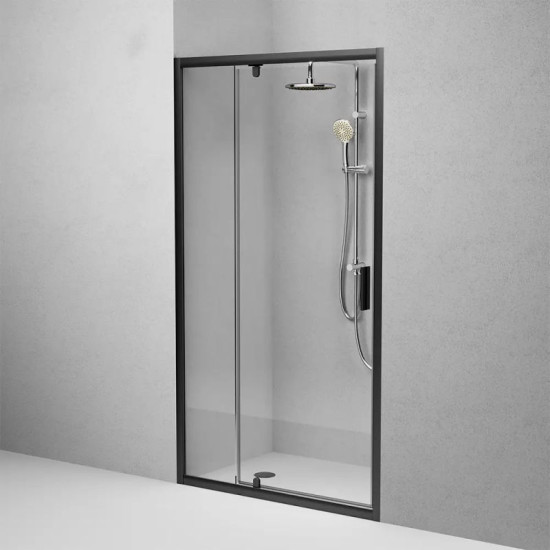 Душові двері Am.Pm Gem Solo Pivot W90UG-110-1P-195BT (110 см, прозоре скло, профіль чорний матовий)