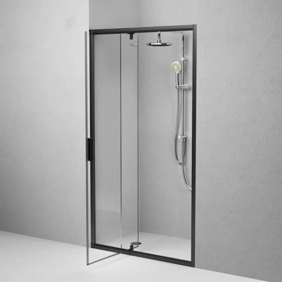 Душові двері Am.Pm Gem Solo Pivot W90UG-110-1P-195BT (110 см, прозоре скло, профіль чорний матовий)