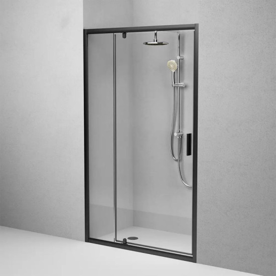 Душові двері Am.Pm Gem Solo Pivot W90UG-120-1P-195BT (120 см, прозоре скло, профіль чорний матовий)