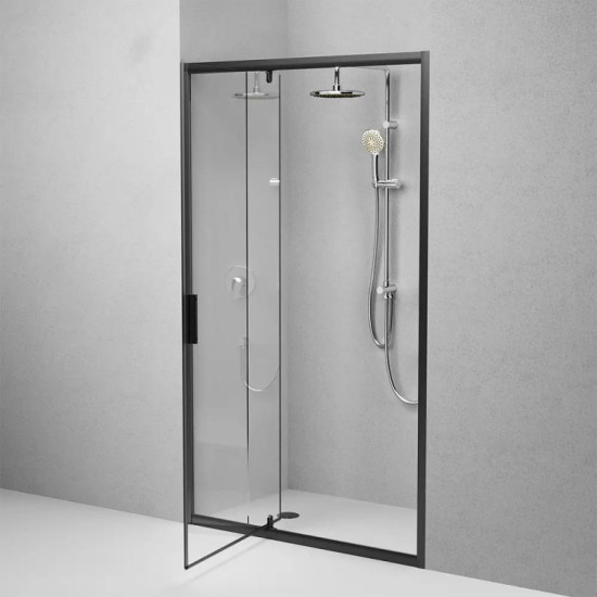 Душові двері Am.Pm Gem Solo Pivot W90UG-120-1P-195BT (120 см, прозоре скло, профіль чорний матовий)