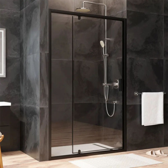 Душові двері Am.Pm Gem Solo Pivot W90UG-120-1P-195BT (120 см, прозоре скло, профіль чорний матовий)