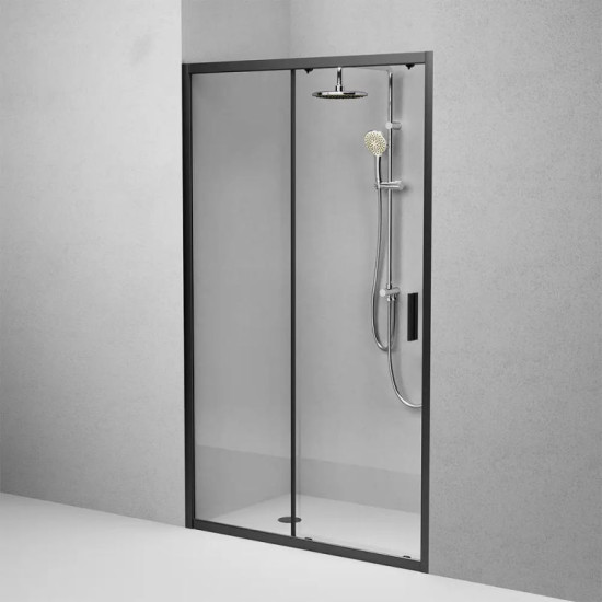 Душові двері Am.Pm Gem Solo Slide W90UG-120-1S-195BT (120 см, прозоре скло, профіль чорний матовий)