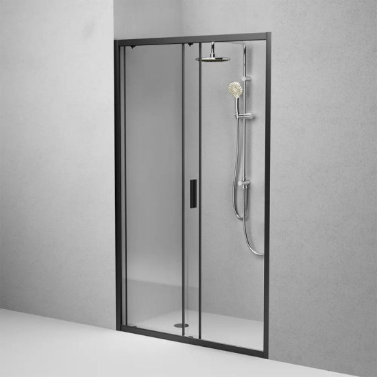 Душові двері Am.Pm Gem Solo Slide W90UG-120-1S-195BT (120 см, прозоре скло, профіль чорний матовий)
