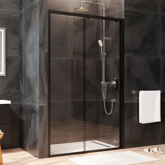 Душові двері Am.Pm Gem Solo Slide W90UG-120-1S-195BT (120 см, прозоре скло, профіль чорний матовий)