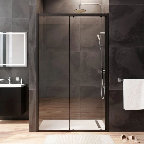 Душові двері Am.Pm Gem Solo Slide W90UG-120-1S-195BT (120 см, прозоре скло, профіль чорний матовий)