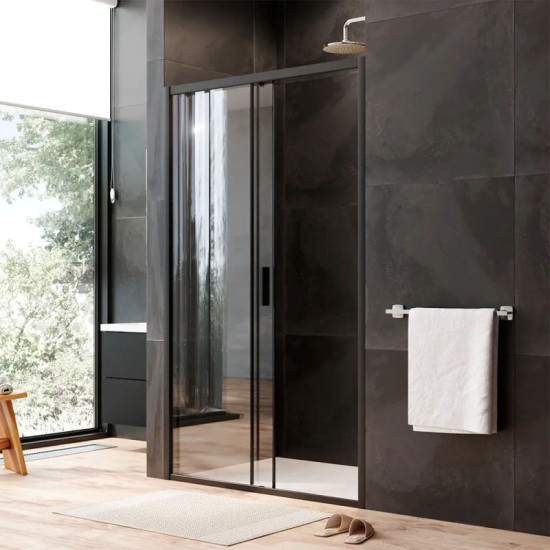 Душові двері Am.Pm Gem Solo Slide W90UG-120-1S-195BT (120 см, прозоре скло, профіль чорний матовий)