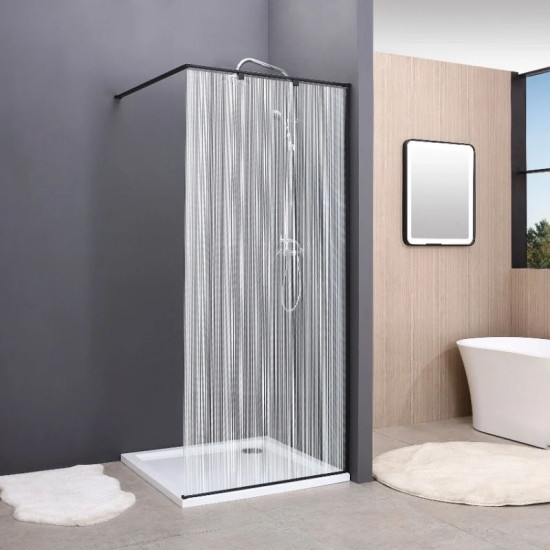 Душевая перегородка Damixa Gala Walk-IN 53WG-wall-0100195BP (100 см, с рисунком, профиль черный)