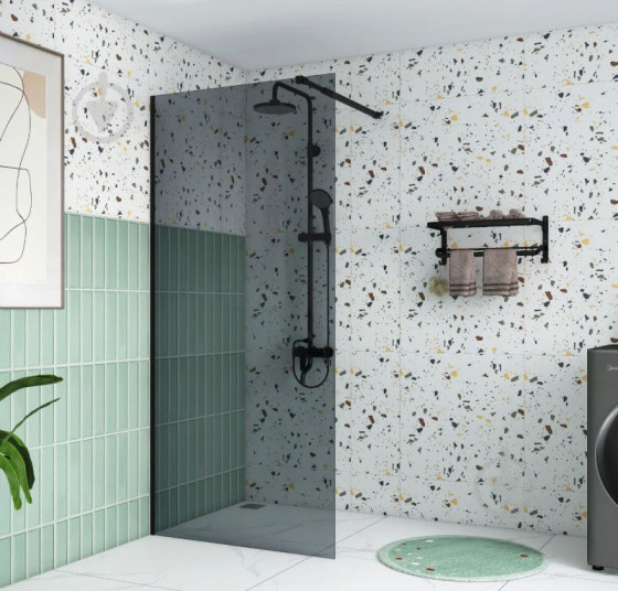 Душевая перегородка Damixa Gala Walk-IN 53WG-wall-100195BG (100 см, тонированное, профиль черный)