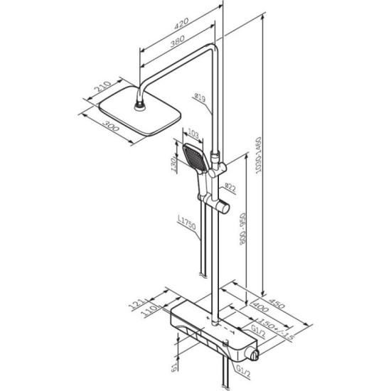 Душова система Am.Pm Func F078F200 (з полицею)