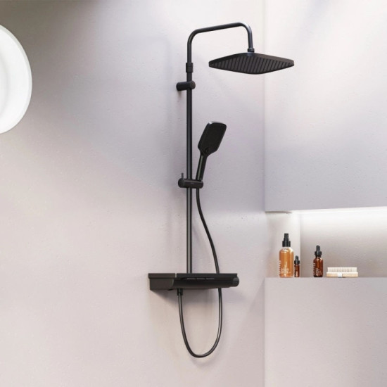 Душова система Damixa Gala 953760300 (чорна матова, з полицею та виливом)