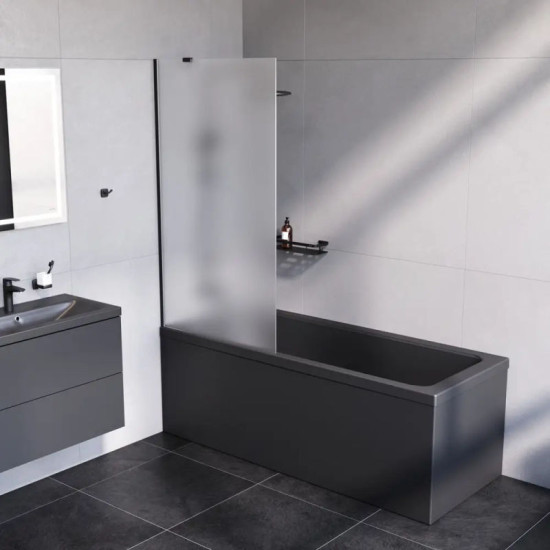 Штора на ванну Am.Pm Gem W90UBS-080-140BM (80x140 см, скло матове, профіль чорний матовий)