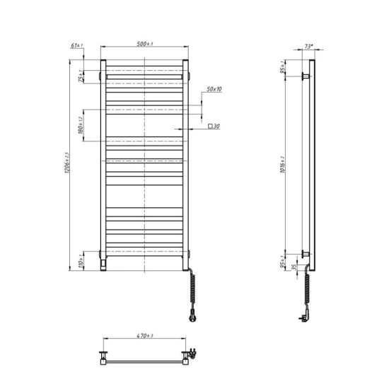 Рушникосушарка Navin Largo 500x1200 Sensor Wi-Fi 12-844055-5012 правий білий оксамит