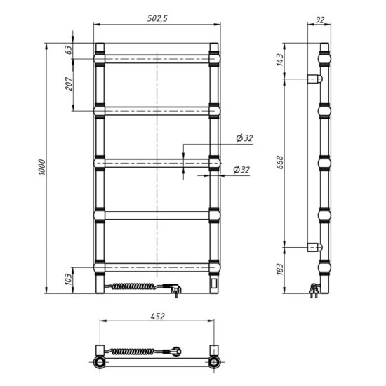 Рушникосушарка Navin Retro 500x1000 Sensor 10-040133-5010 лівий