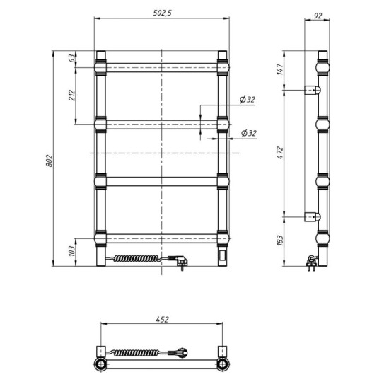 Рушникосушарка Navin Retro 500x800 Sensor 10-140133-5080 лівий білий оксамит