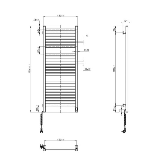 Полотенцесушитель Navin Авангард X 480x1200 Sensor Wi-Fi 12-172155-4812 левый белый