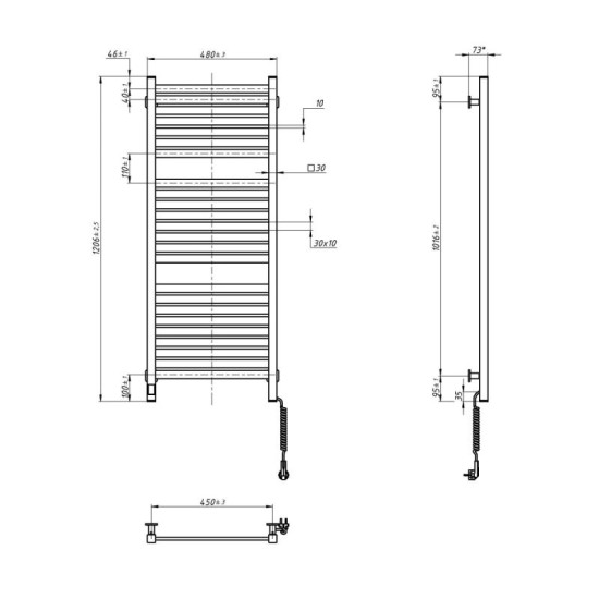 Рушникосушарка Navin Авангард X 480x1200 Sensor Wi-Fi 12-172055-4812 правий білий