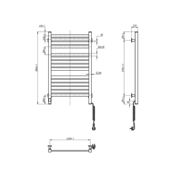 Полотенцесушитель Navin Авангард X 480x800 Sensor Wi-Fi 12-272055-4880 правый черный муар