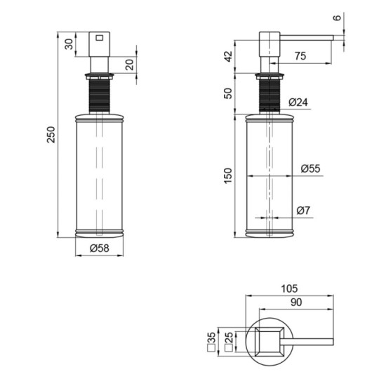 Дозатор для миючого засобу Lidz LK117 Brushed Steel (LDLK117BRU46399)