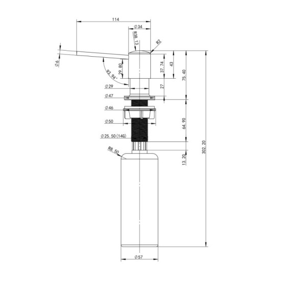 Дозатор для миючого засобу Lidz LK118 Brushed Steel (LDLK118BRU46400)