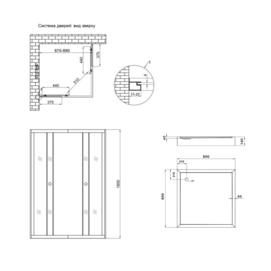 Душова кабіна Lidz Wawel SC90x90.SAT.LOW.DGR тоноване 4 мм + Lidz Kapielka ST90x90x14