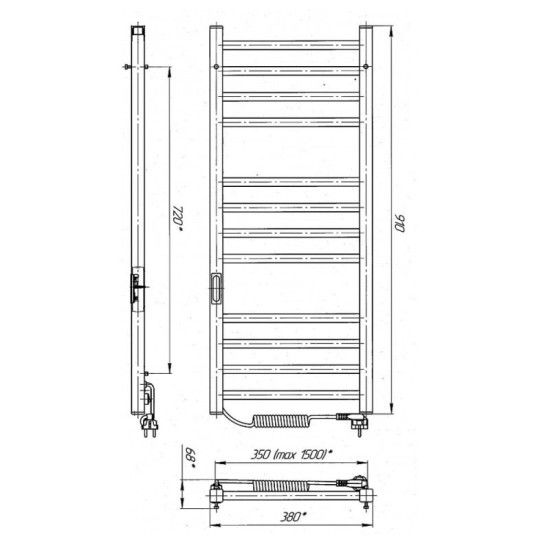 Рушникосушарка Laris Альфа ЧФЧ12 350х900 Е лівий (73207652)